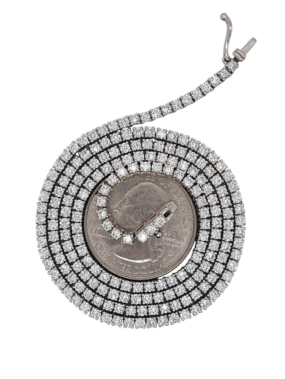 14k White Gold 6.3 ct Round Brilliant Lab-Grown Diamond Tennis Necklace 18.75 in