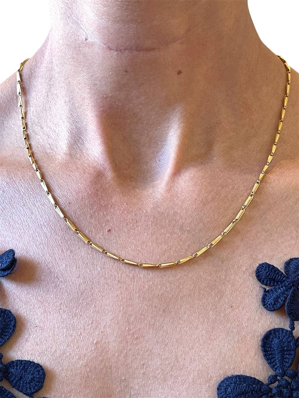 Vintage 18k Yellow Gold Hand-made Link Yazdi Chain Necklace 6.6 Gr 19 inches