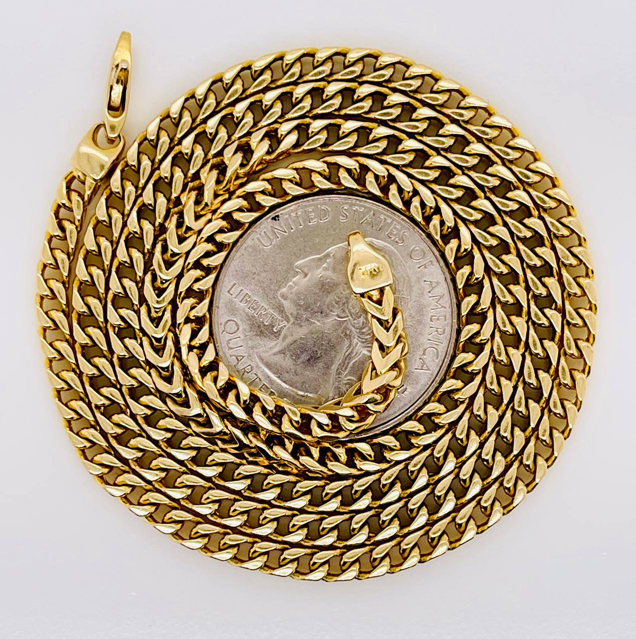 34.5 Grams 14k Solid Yellow Gold Mens Square Franco Chain Necklace 22 in 3.3 MM