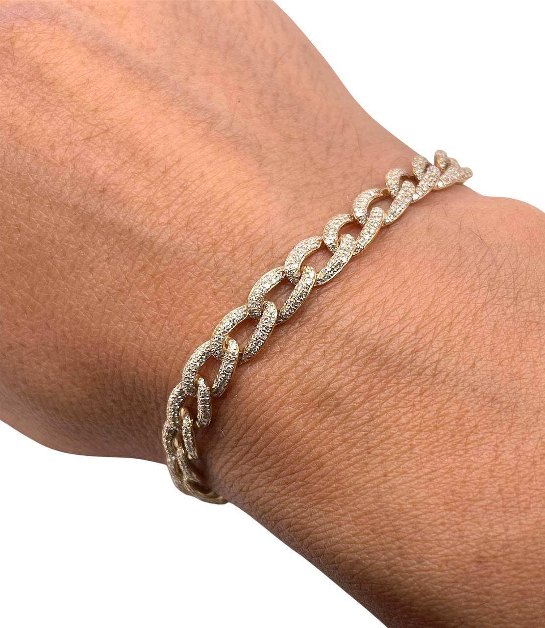 14k Solid Gold Natural Diamond Cuban Link Bracelet 7 inches