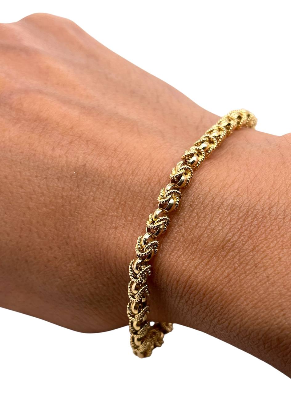 Vintage 18k Yellow Gold Hand-made Link Yazdi Chain Bracelet 16.5 Gr 8 inches