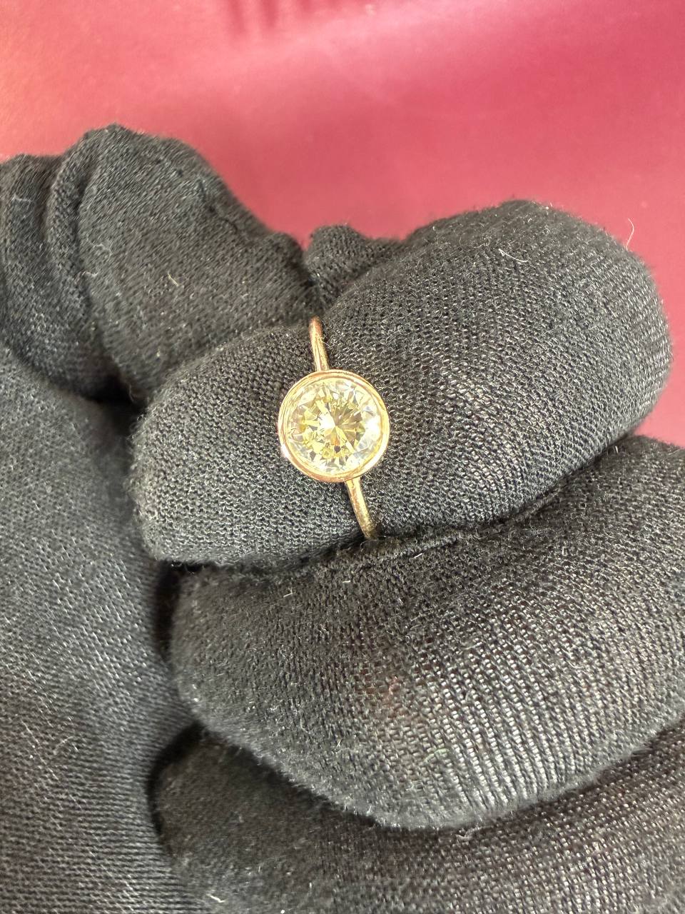 18K Yellow Gold 1.00 CT Natural Light Yellow Diamond Bezel Set Dainty Solitaire