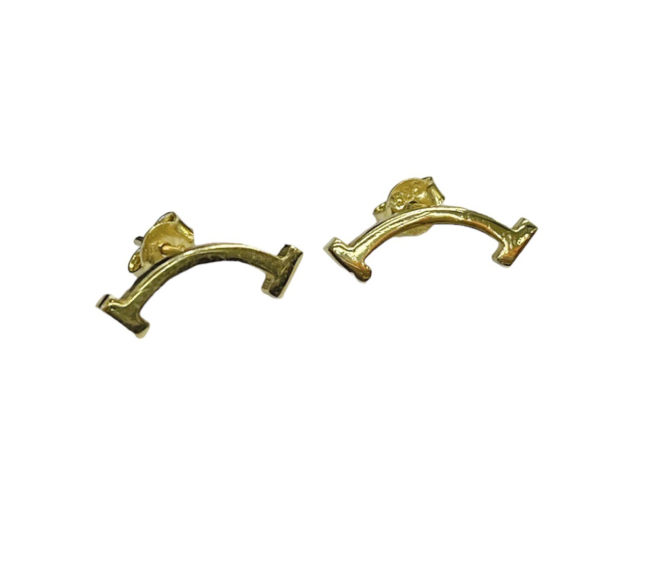14k Solid yellow gold T-Bar Balance in Life Stud Earrings