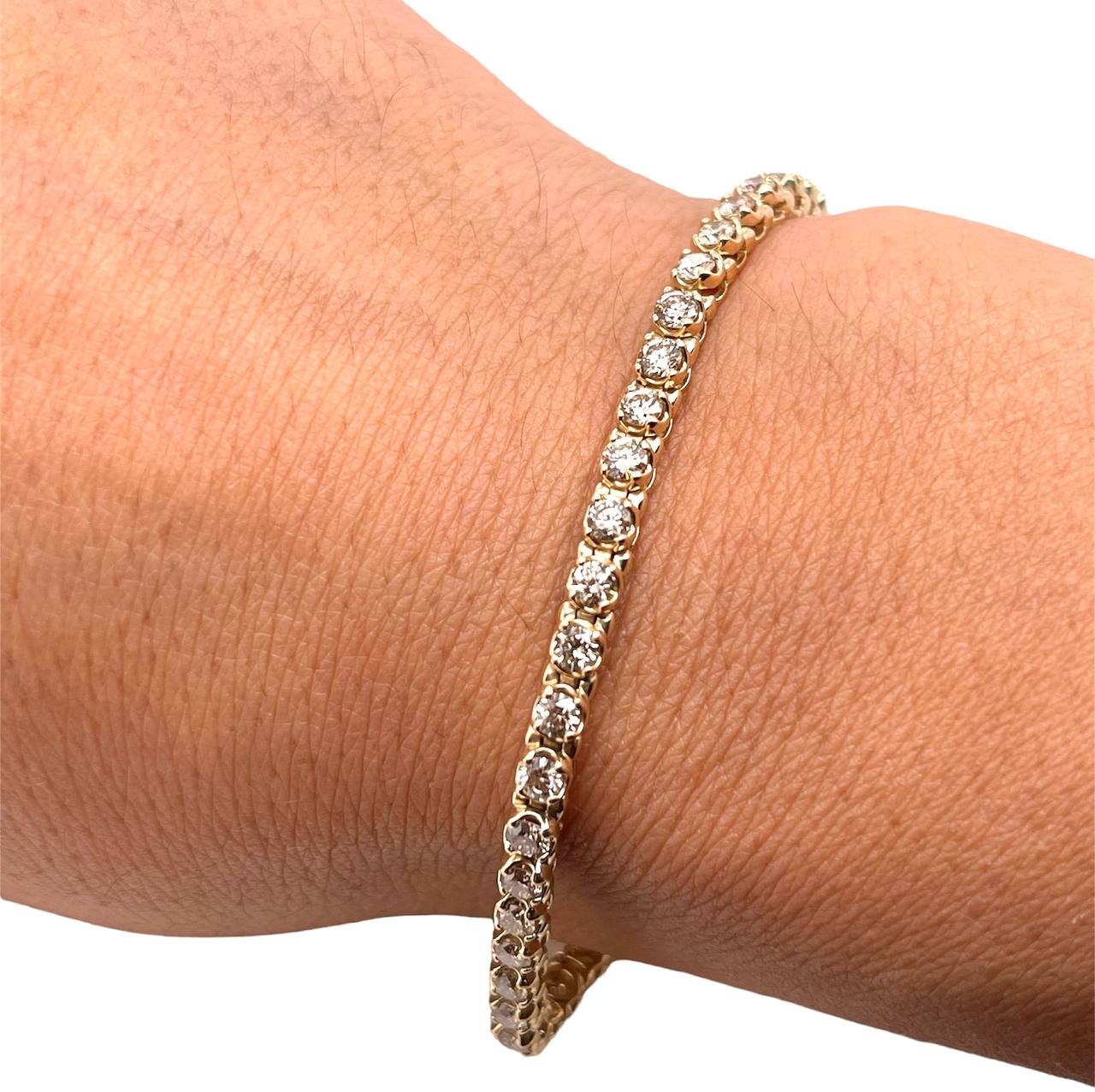 10k Solid Yellow Gold 3.2 Ct Natural Diamond Tennis Bracelet 7 in