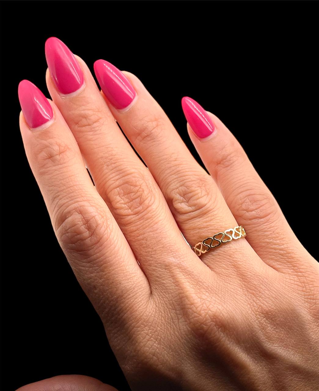 14k Yellow Gold Heart Eternity Band Ring 4 mm Size 4-11