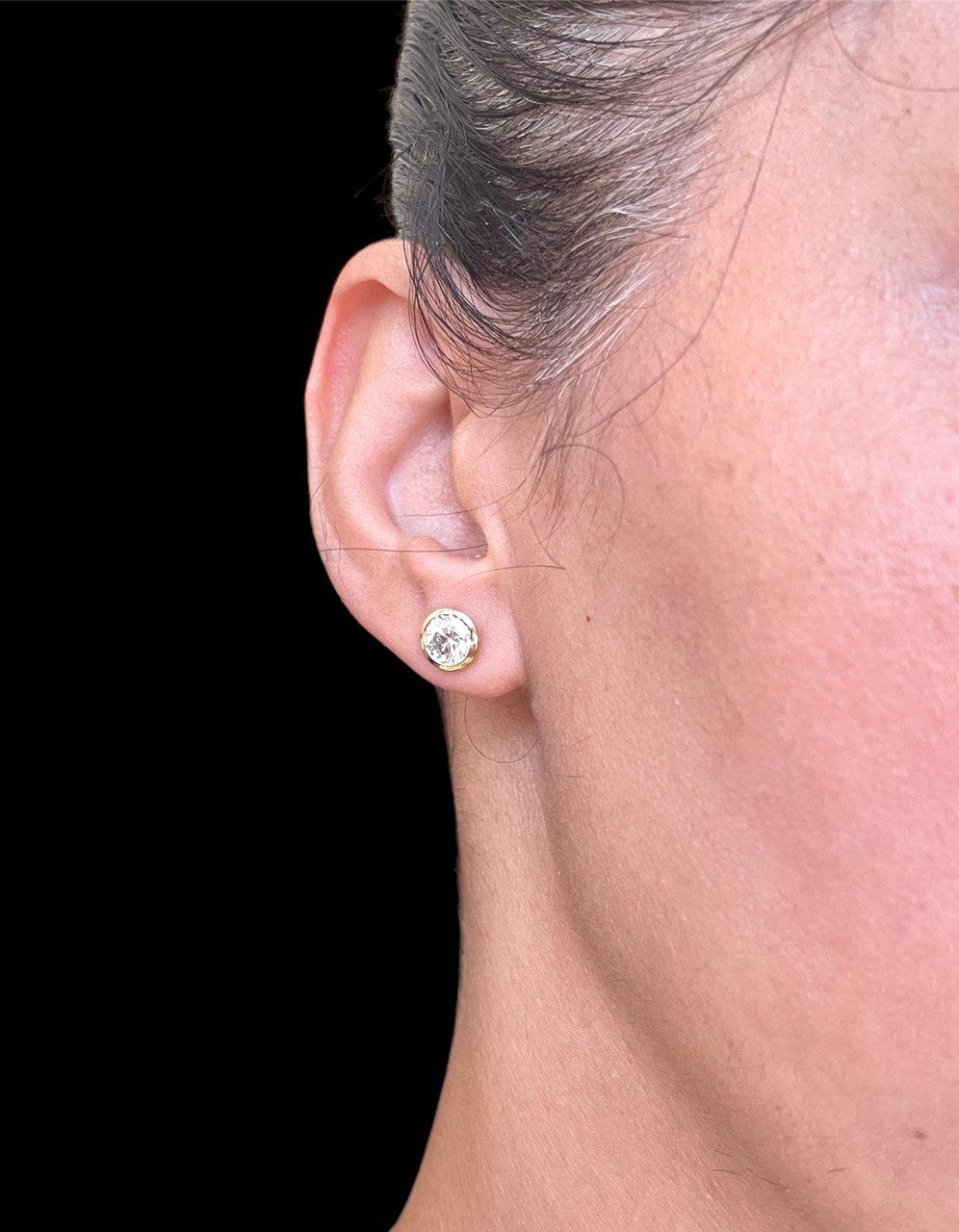 2.13 Ct Lab Grown Round Diamond Solitaire Bezel Set Stud Earrings