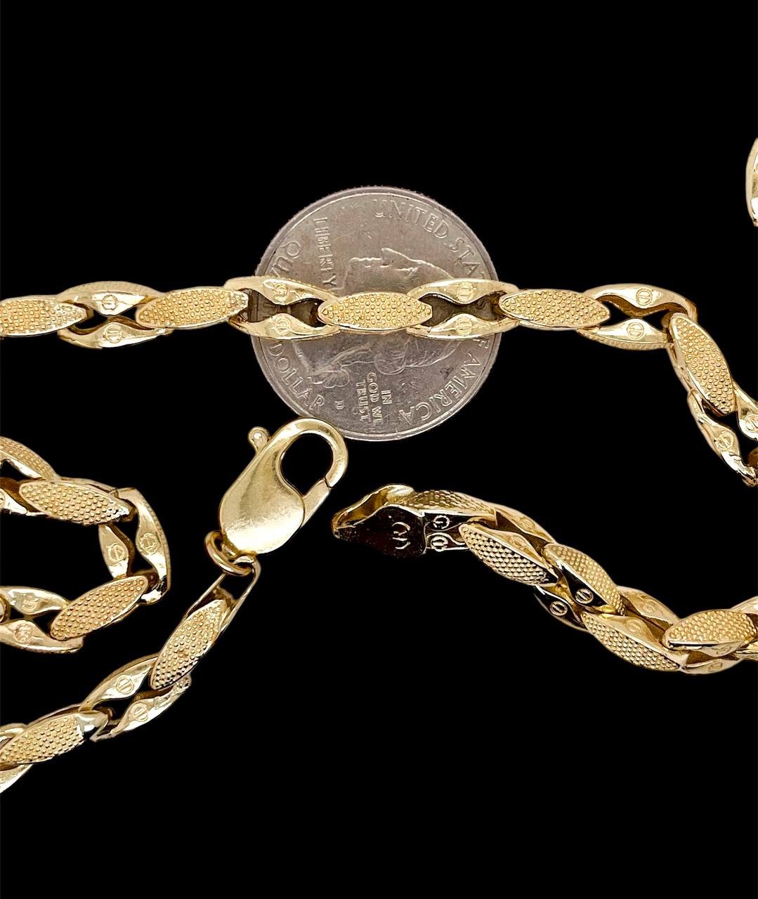 Mens 14k Solid Gold Fancy Link Chain Necklace Screw Design 6 mm 22 in 45.7 grams