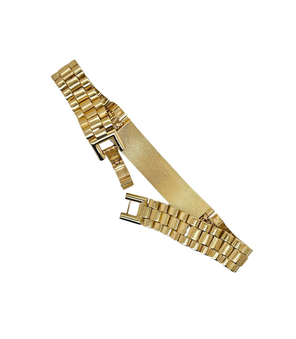 Mens 14K Solid Yellow Gold Greek Key Jubilee link ID Bracelet 39.5 Grams 8.5 in