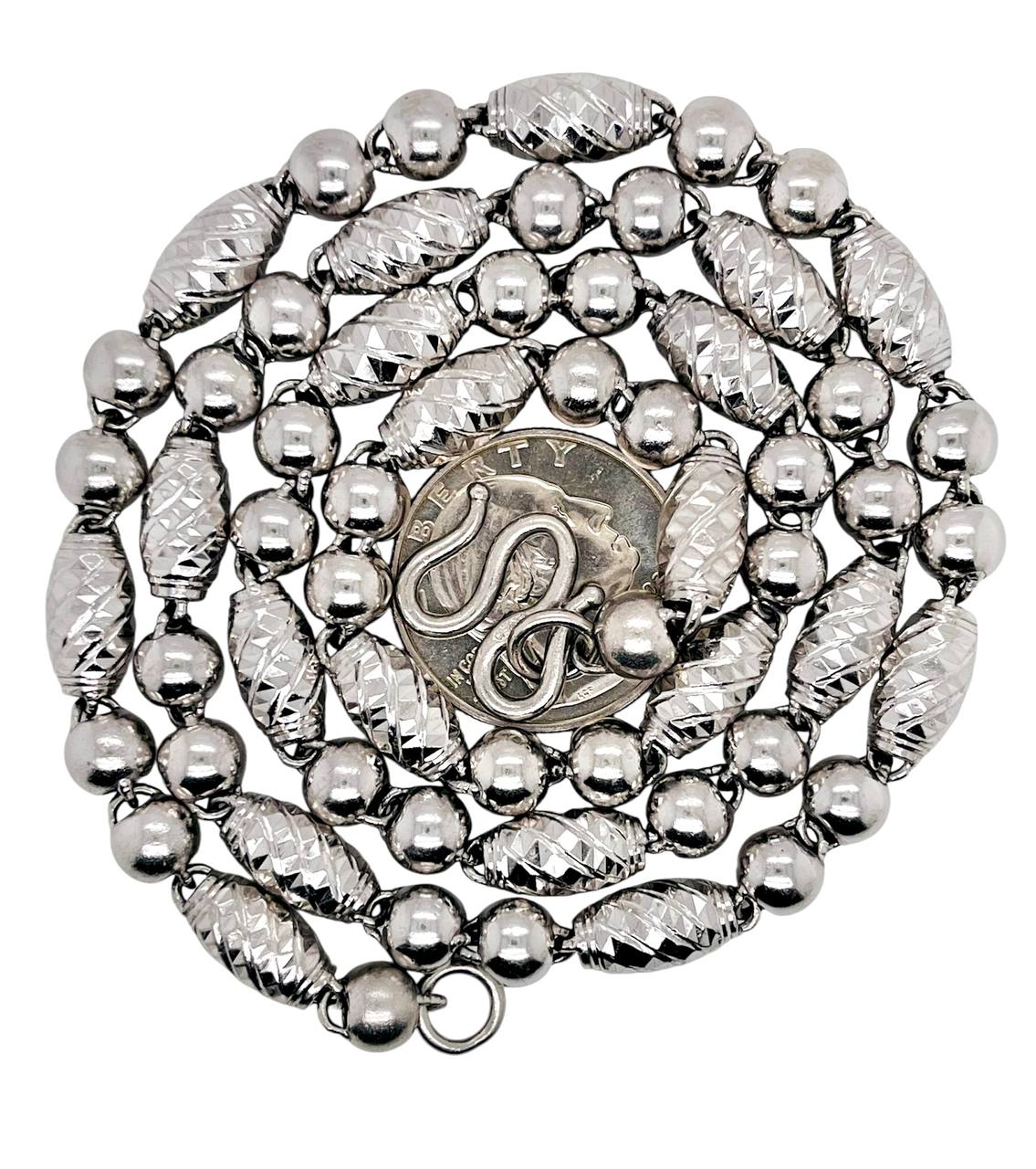 Mens Solid Platinum Bullet Chain Necklace 7 MM, 25 in 78.1 Gr