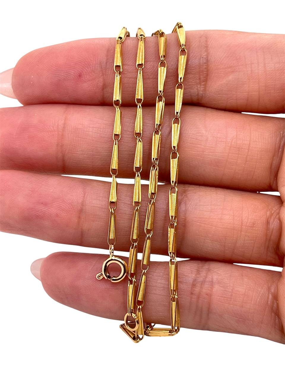 Vintage 18k Yellow Gold Hand-made Link Yazdi Chain Necklace 6.6 Gr 19 inches