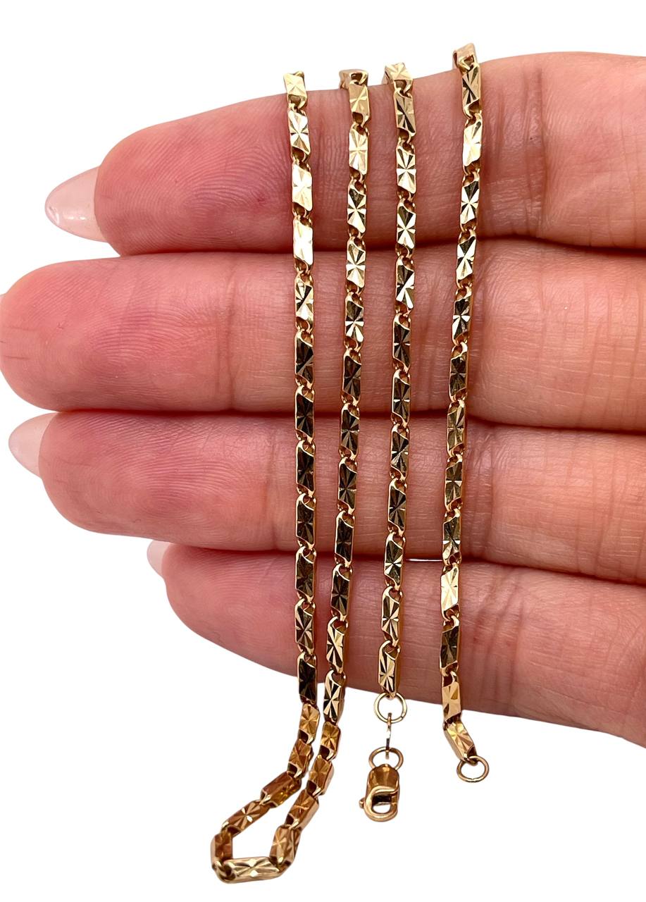 Vintage 18k Yellow Gold Diamond Cut Link Chain Necklace 11.8 Gr 20 inches