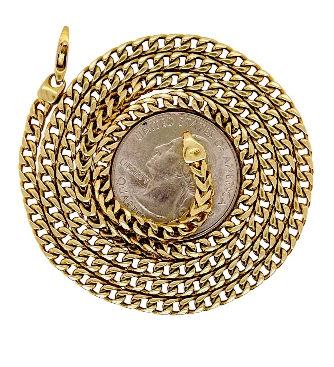 34.5 Grams 14k Solid Yellow Gold Mens Square Franco Chain Necklace 22 in 3.3 MM