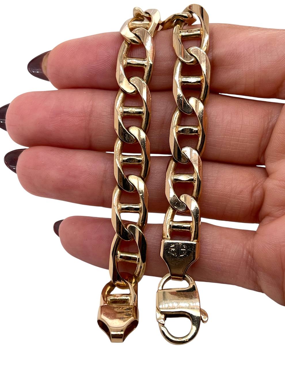 45.4 Grams 14k Solid Yellow Gold Mens Anchor Mariner Link Bracelet 8.75 in