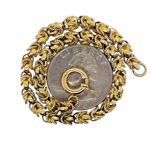 Vintage 18k Yellow Gold Hand-made Link Yazdi Chain Bracelet 16.5 Gr 8 inches