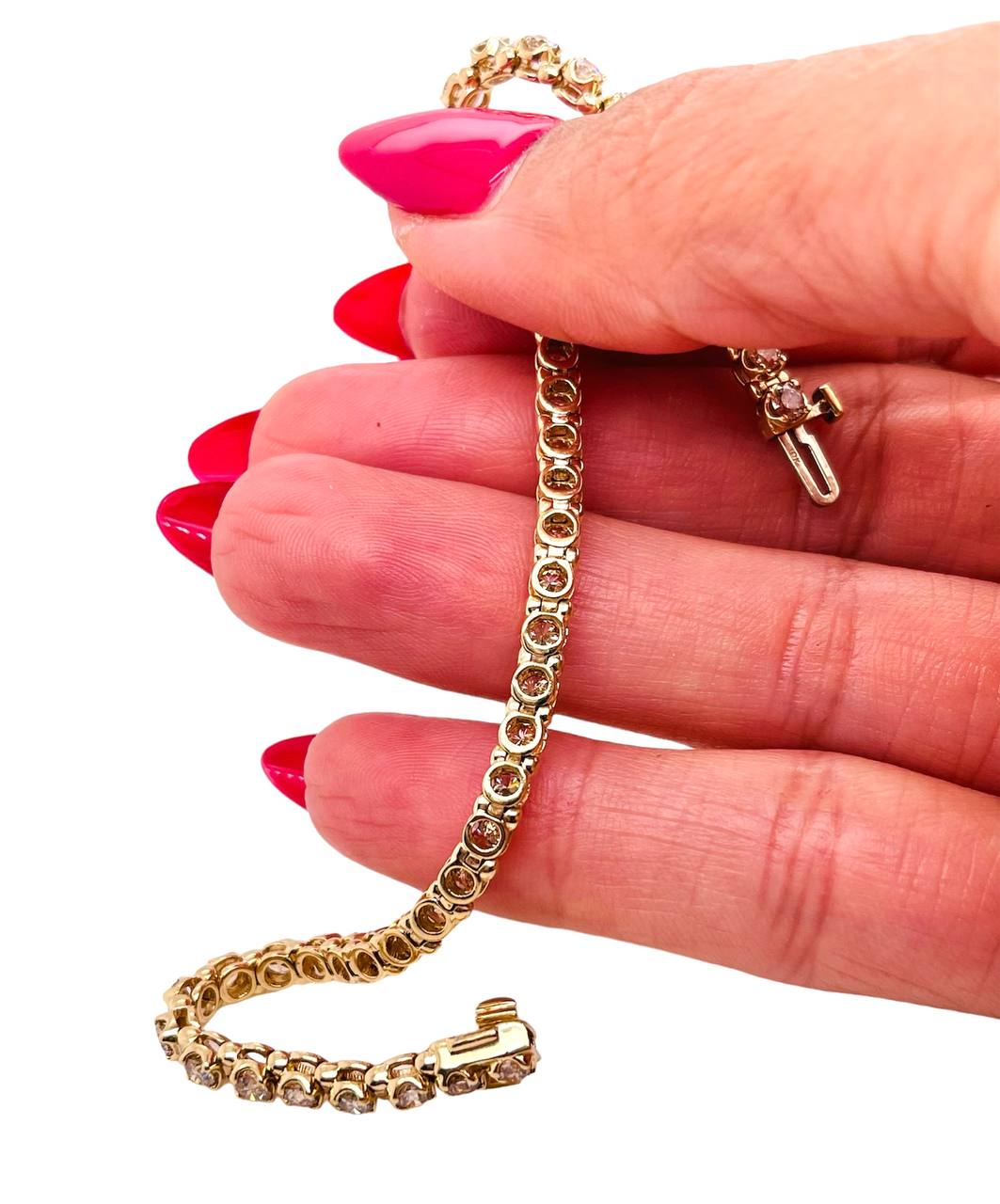 10k Solid Yellow Gold 3.2 Ct Natural Diamond Tennis Bracelet 7 in