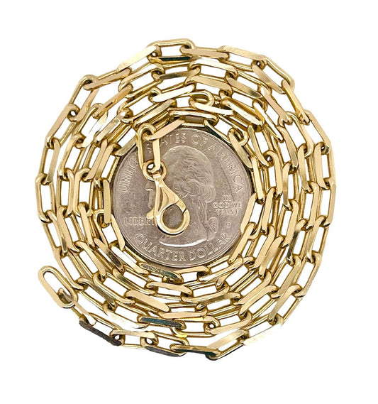 14k Solid Yellow Gold Square Link Chain Necklace 4 MM, 24 in 21.2 Grams