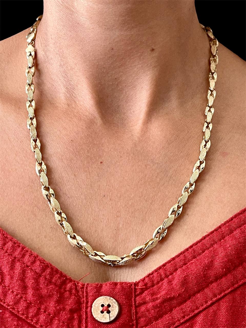 Mens 14k Solid Gold Fancy Link Chain Necklace Screw Design 6 mm 22 in 45.7 grams