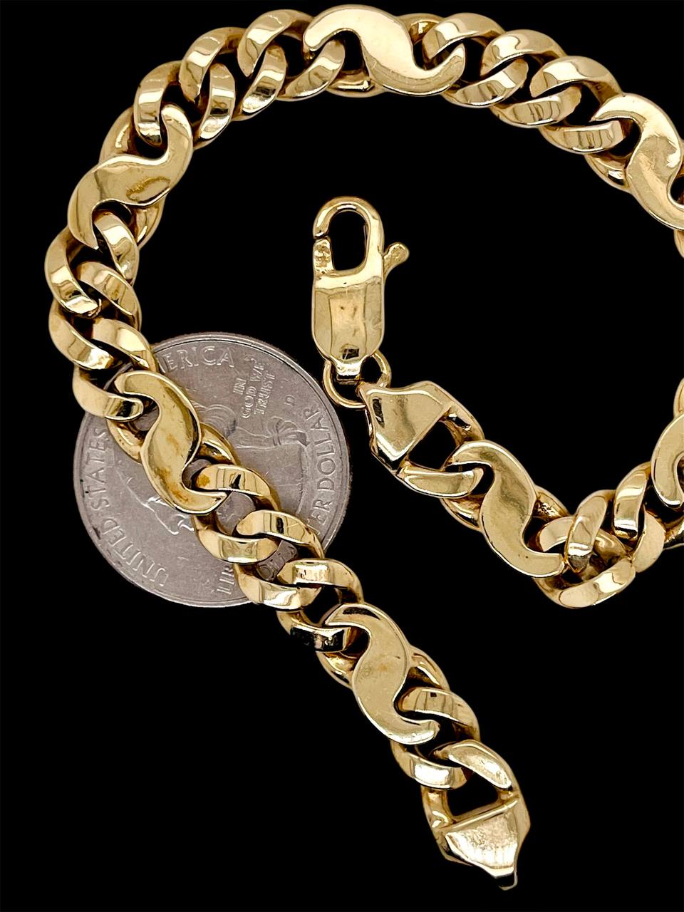 29.5 Grams 14k Solid Yellow Gold Mens Anchor Mariner Curb Bracelet 8 MM 8.5 in