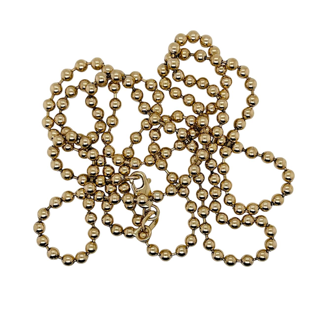 14k Solid Yellow Gold Military Bead Ball Chain Necklace 30 in 20.1 Grams 3 MM