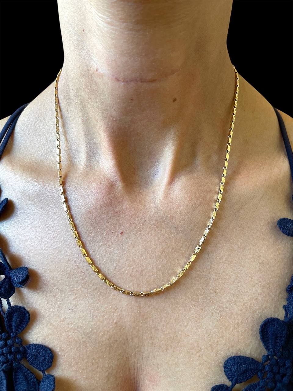 Vintage 18k Yellow Gold Diamond Cut Link Chain Necklace 11.8 Gr 20 inches