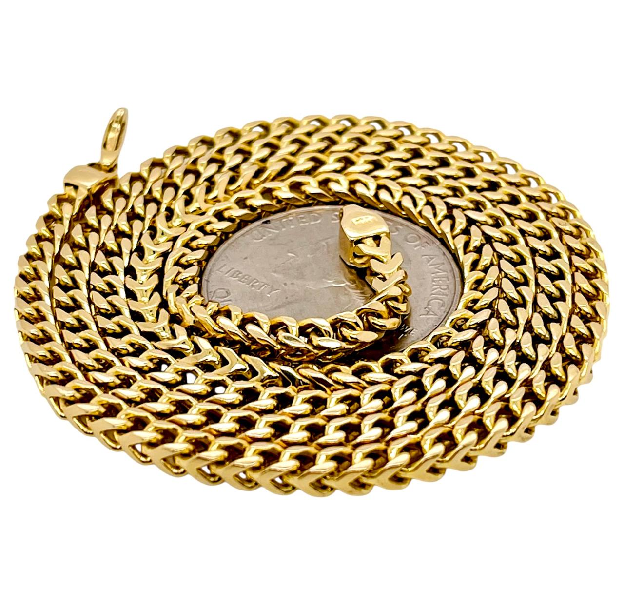 34.5 Grams 14k Solid Yellow Gold Mens Square Franco Chain Necklace 22 in 3.3 MM