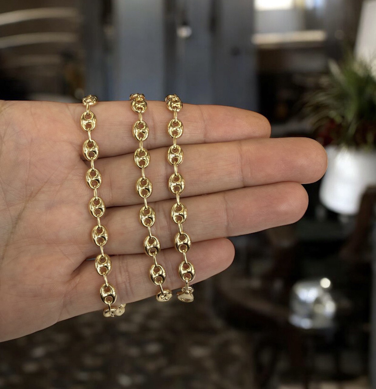 18k Real Yellow Gold Mens Gucci Puff Chain Necklace 22 in 17.3 Grams 6.2 mm