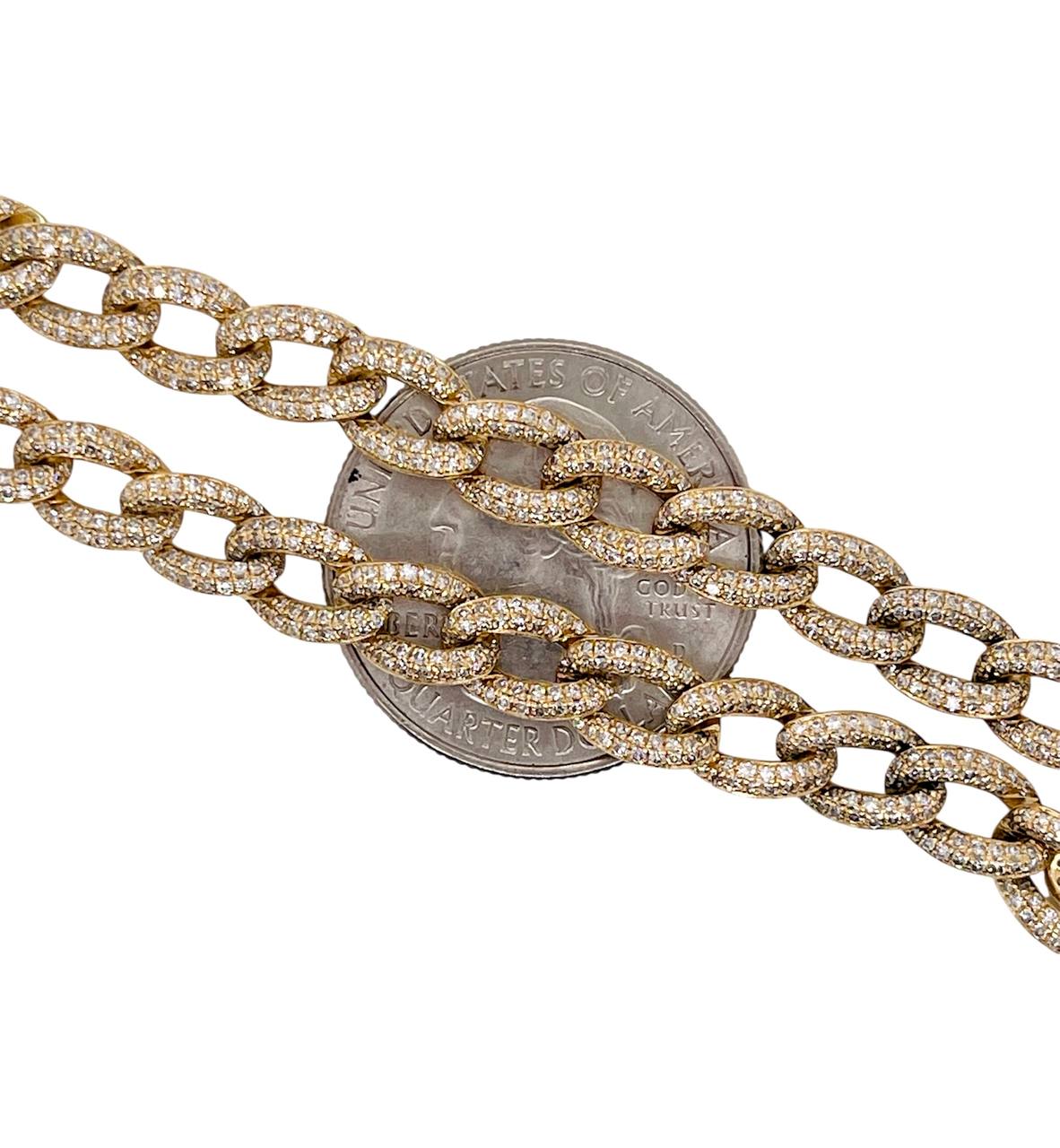 14k Solid Gold Natural Diamond Cuban Link Bracelet 7 inches