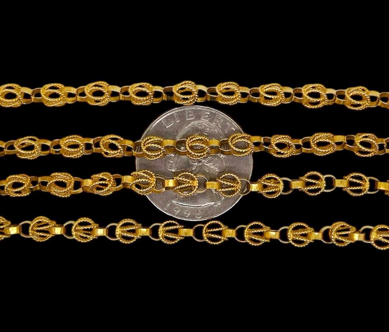 Vintage 18k Yellow Gold Hand-made Link Yazdi Chain Necklace 27 Gr 29 inches