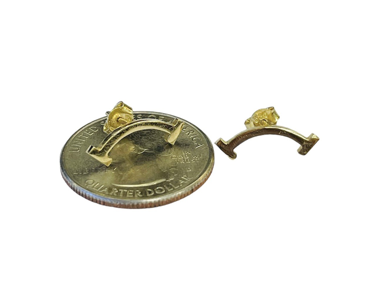 14k Solid yellow gold T-Bar Balance in Life Stud Earrings