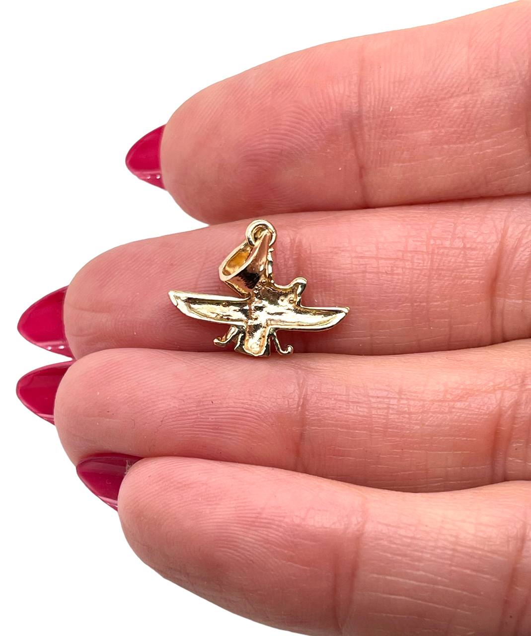 18k Yellow Gold Farvahar Ahura Zoroastrian Achaemenid Pendant 18 mm