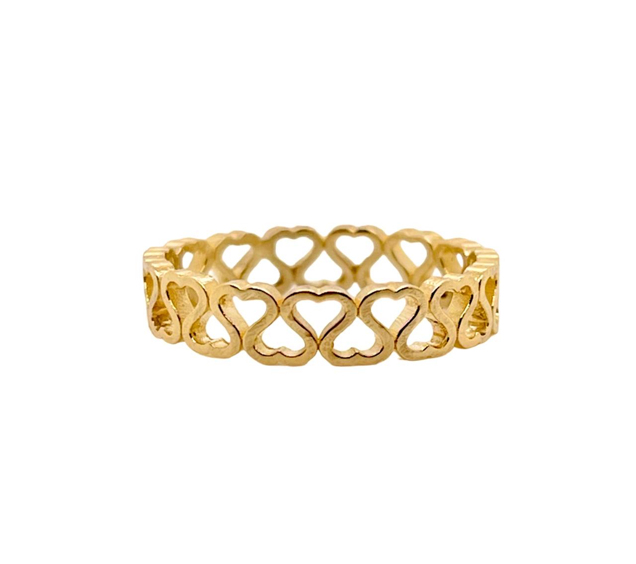 14k Yellow Gold Heart Eternity Band Ring 4 mm Size 4-11