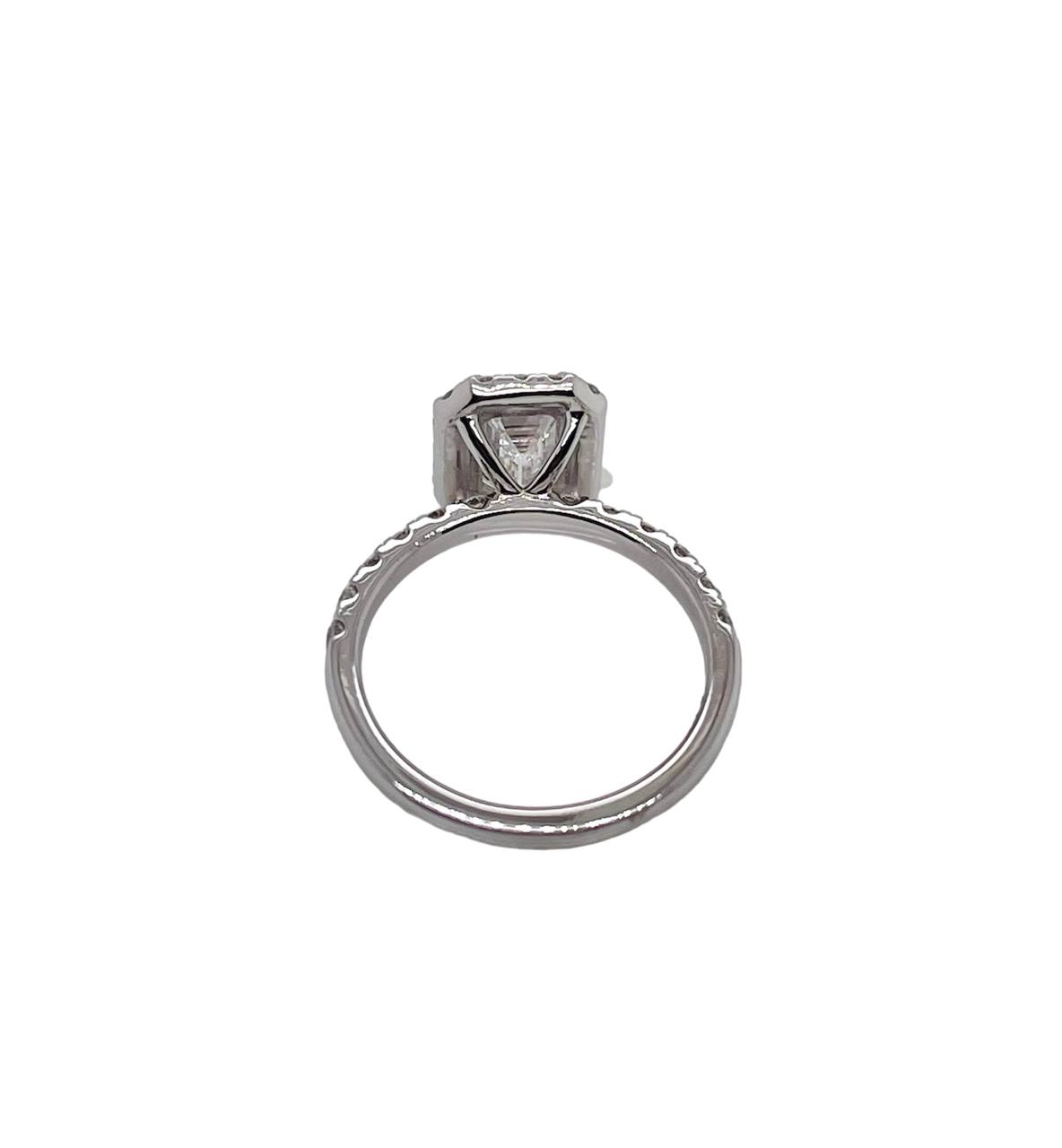 2.23 Ct E VS1 Lab Grown Emerald Cut Diamond Halo Engagement Ring 14k White Gold