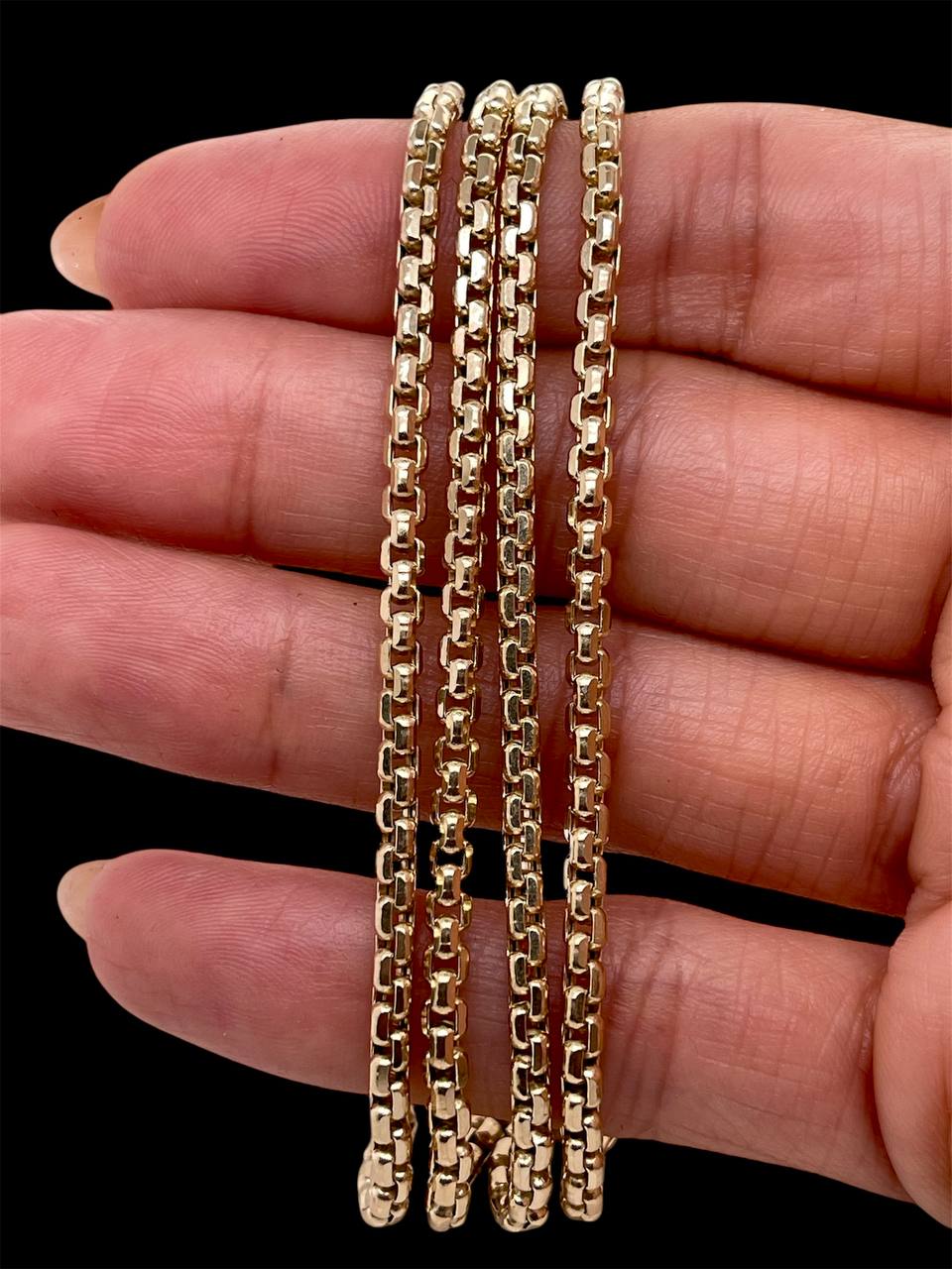 Mens 14K Gold 3 MM 26 in Round Box Chain Necklace 15.8 Grams