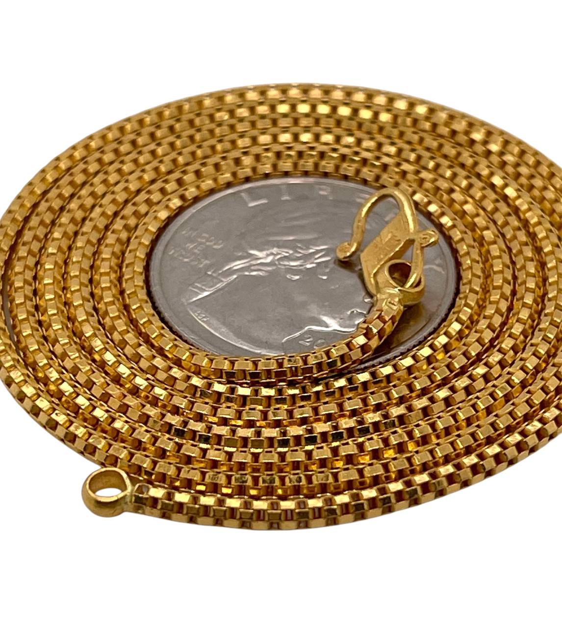 22k Real Yellow Gold Mens Round Box Chain Necklace 31 in 20.3 Grams