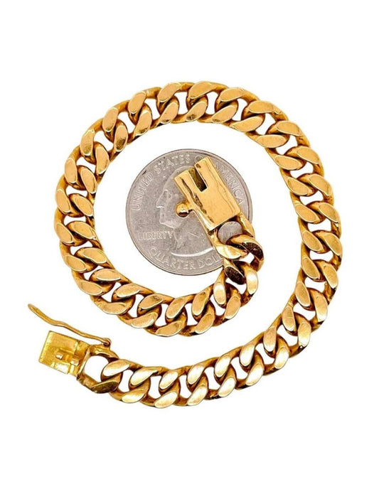 50.8 Gr 21k Solid Yellow Gold Diamond Mens Miami Cuban Link Bracelet 7.8MM 8.25"