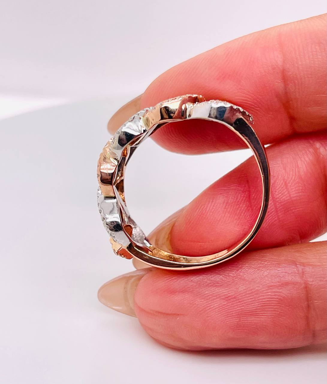 14K Solid Rose And White Gold 2 Ct Natural Round & Baguette Diamond Men's Ring