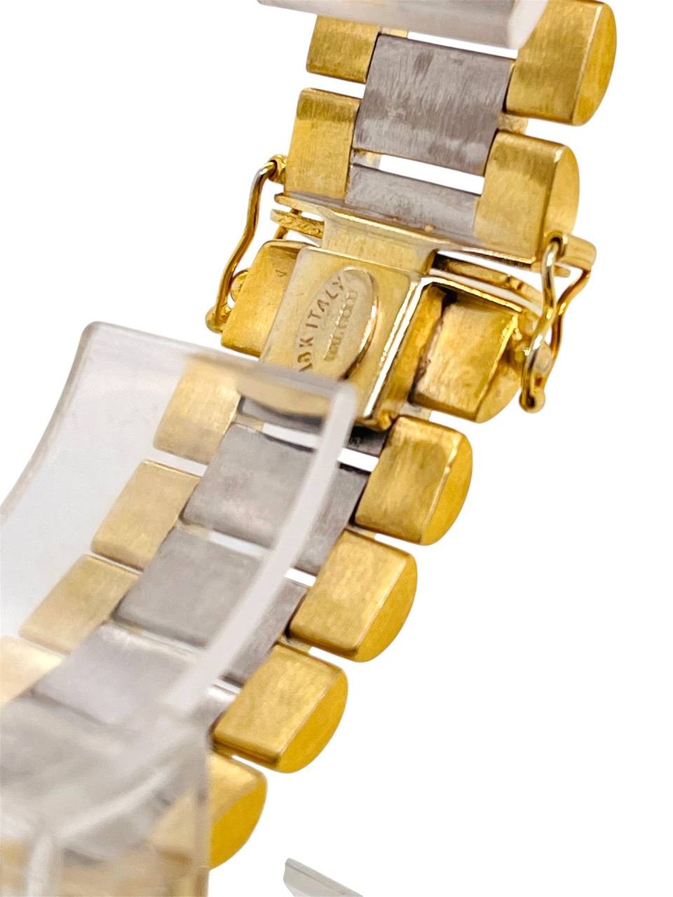87.4 Gr 18K Solid Two Tone Gold Jubilee Link Men's Bracelet 3 Ct Natural Diamond 8 inches