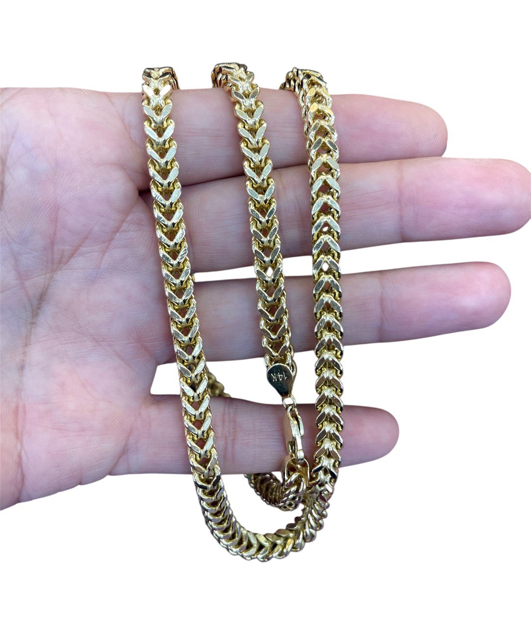 45.8 Grams 14k Yellow Gold Mens Diamond Cut Franco Chain Necklace 26 in 6 MM