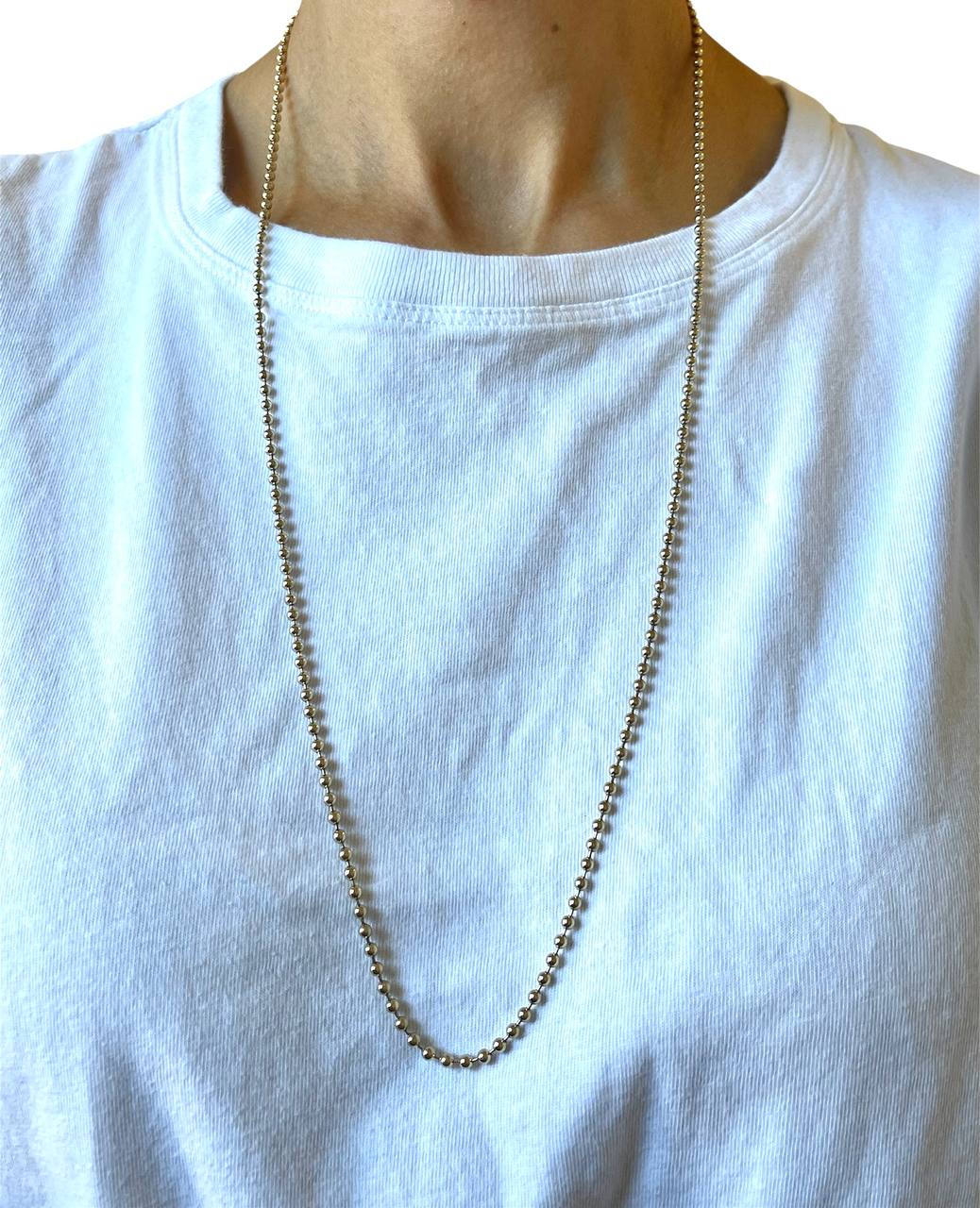 14k Solid Yellow Gold Military Bead Ball Chain Necklace 30 in 20.1 Grams 3 MM