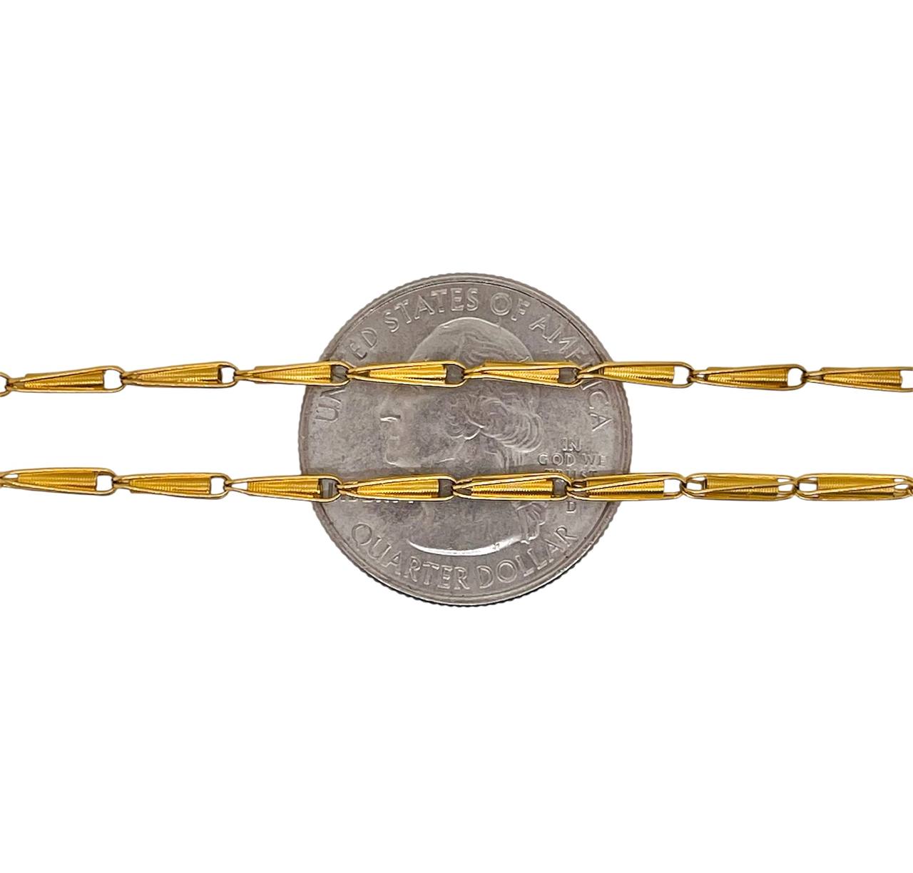 Vintage 18k Yellow Gold Hand-made Link Yazdi Chain Necklace 6.6 Gr 19 inches