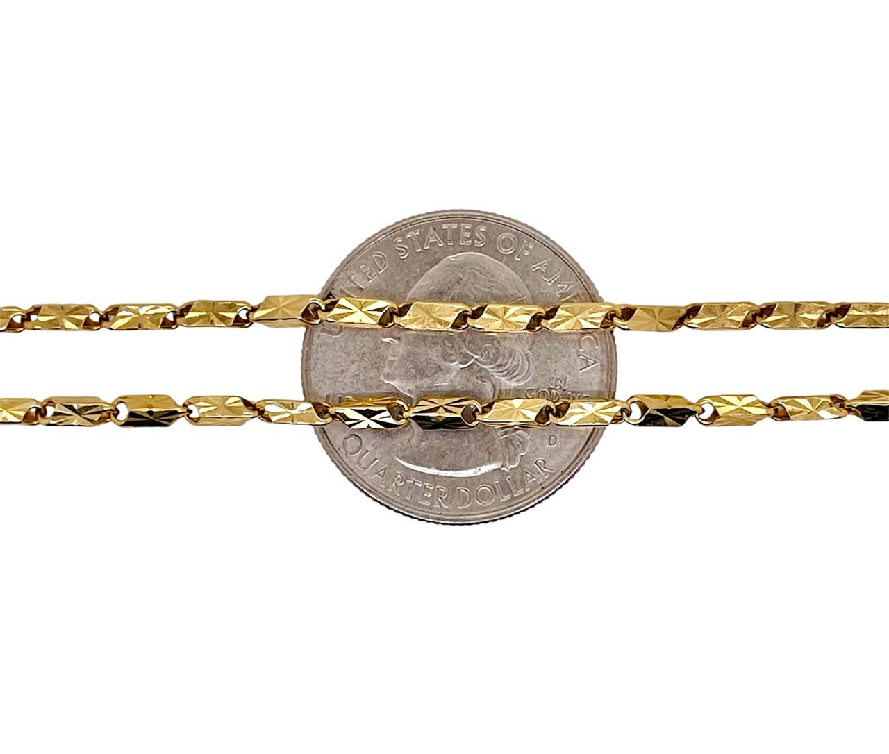 Vintage 18k Yellow Gold Diamond Cut Link Chain Necklace 11.8 Gr 20 inches