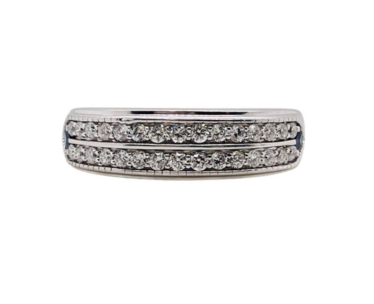 Vera Wang Men's 5/8 CT. T.W. Diamond Double Row Wedding Band in 14K White Gold