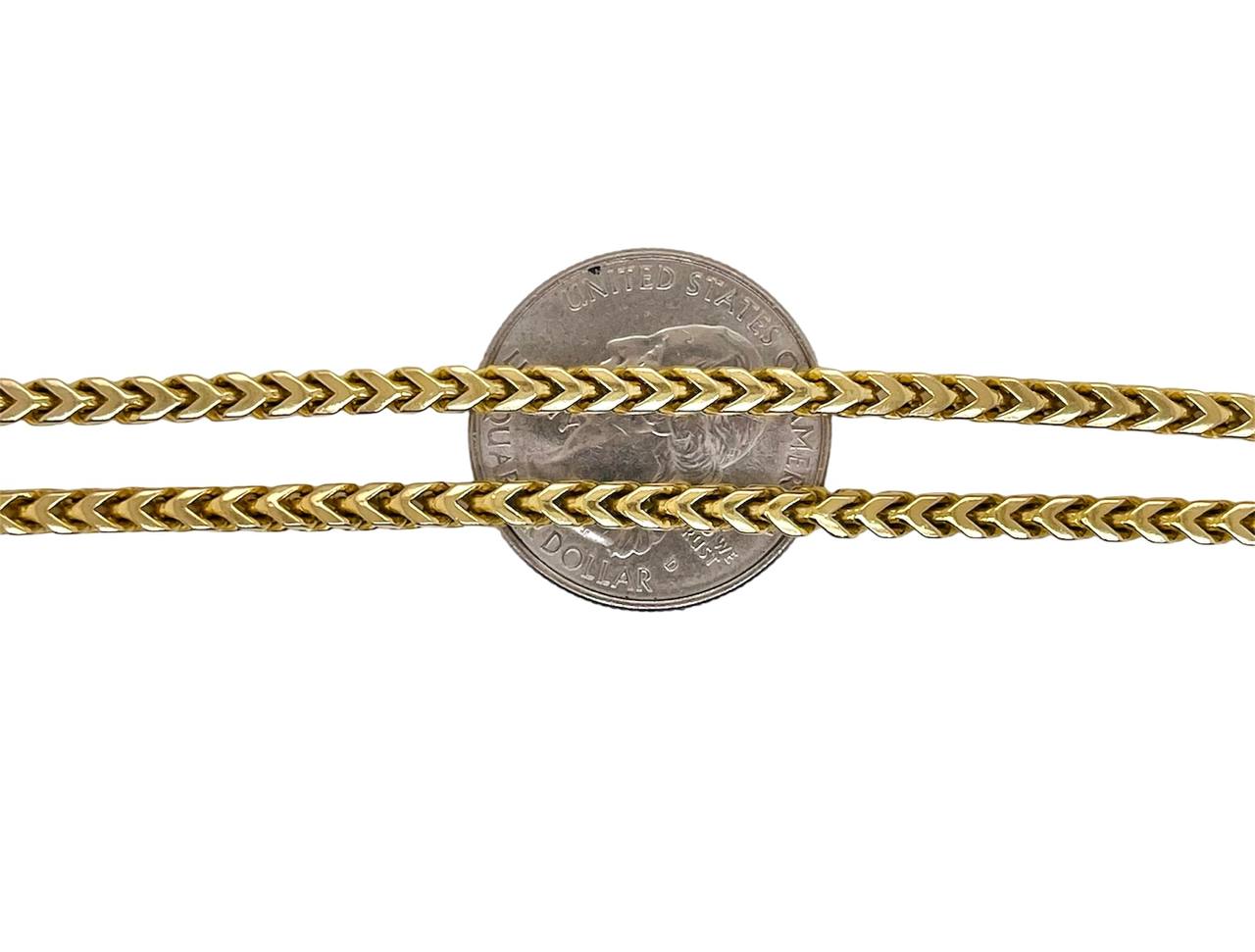 34.5 Grams 14k Solid Yellow Gold Mens Square Franco Chain Necklace 22 in 3.3 MM