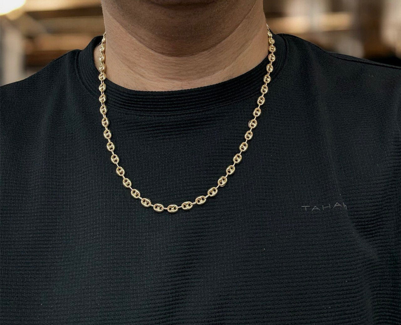 18k Real Yellow Gold Mens Gucci Puff Chain Necklace 22 in 17.3 Grams 6.2 mm