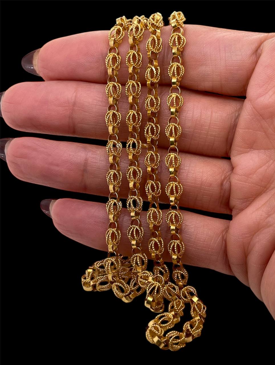 Vintage 18k Yellow Gold Hand-made Link Yazdi Chain Necklace 27 Gr 29 inches