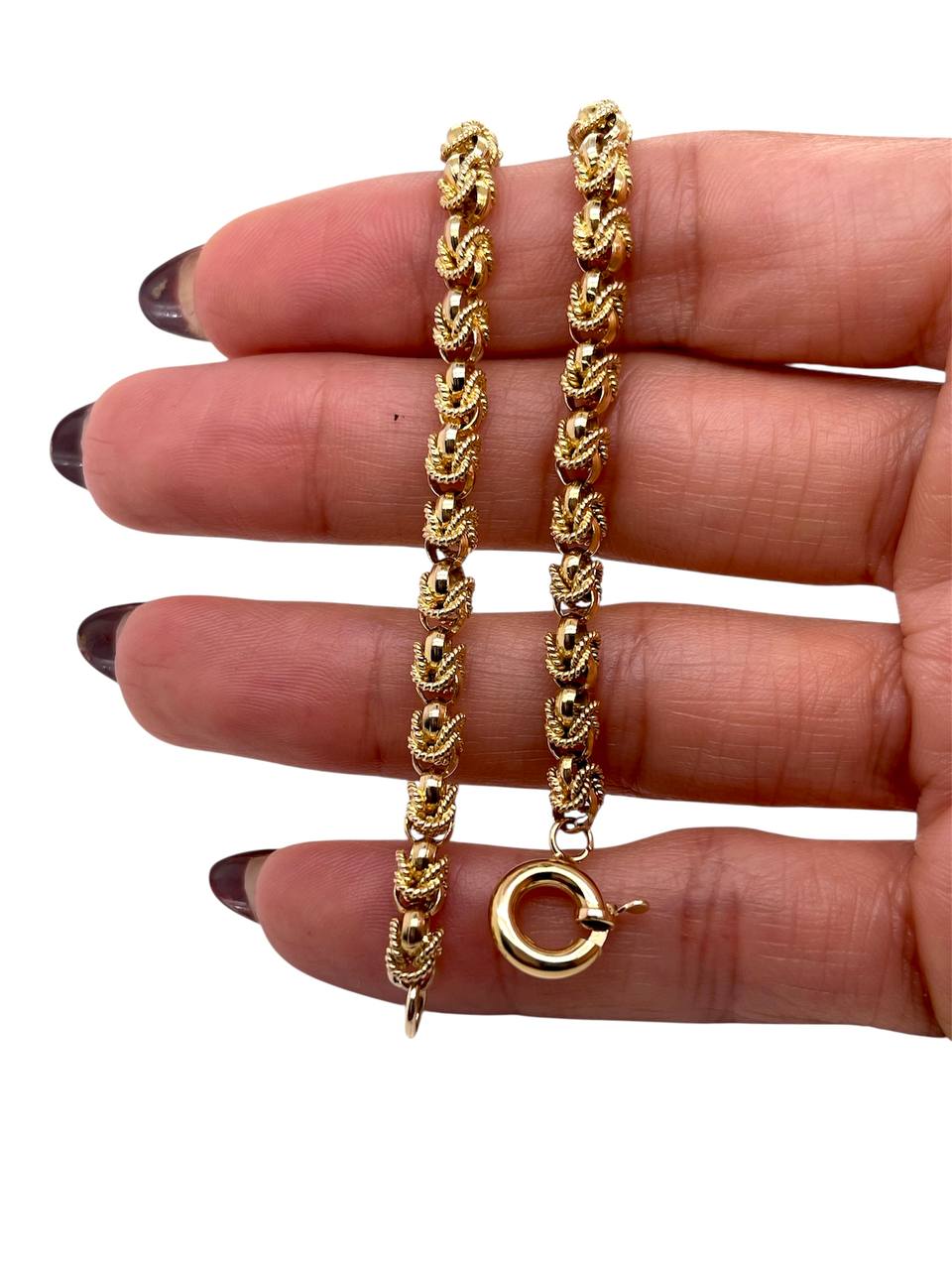 Vintage 18k Yellow Gold Hand-made Link Yazdi Chain Bracelet 16.5 Gr 8 inches