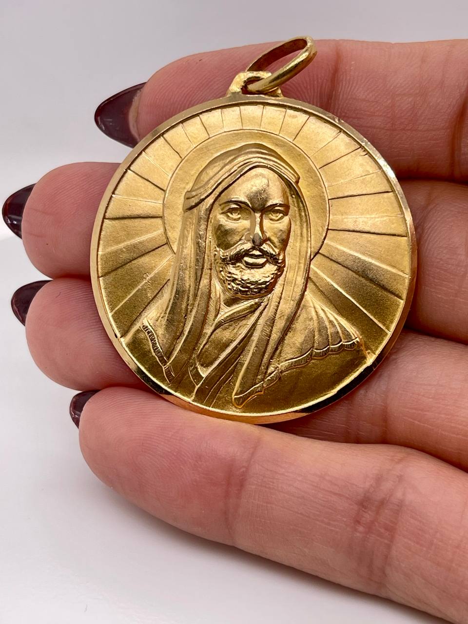 18K Solid Yellow Gold Muslim Shia Prophet Muhammad & Imam Ali Shamayel Pendant