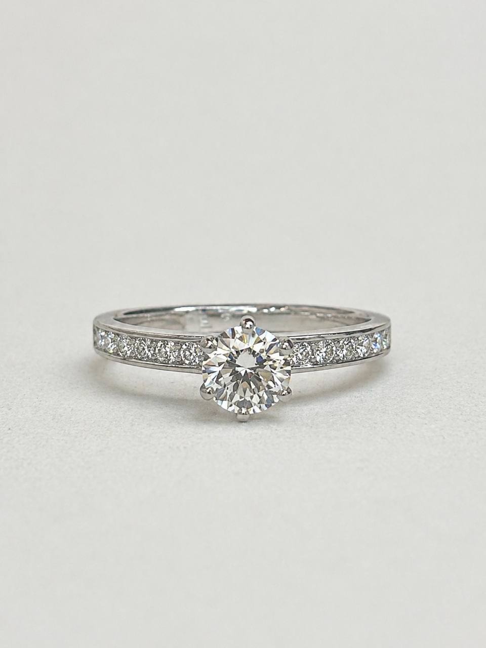 Tiffany Co Setting Platinum 0.76 tcw Round Diamond Channel Engagement Ring