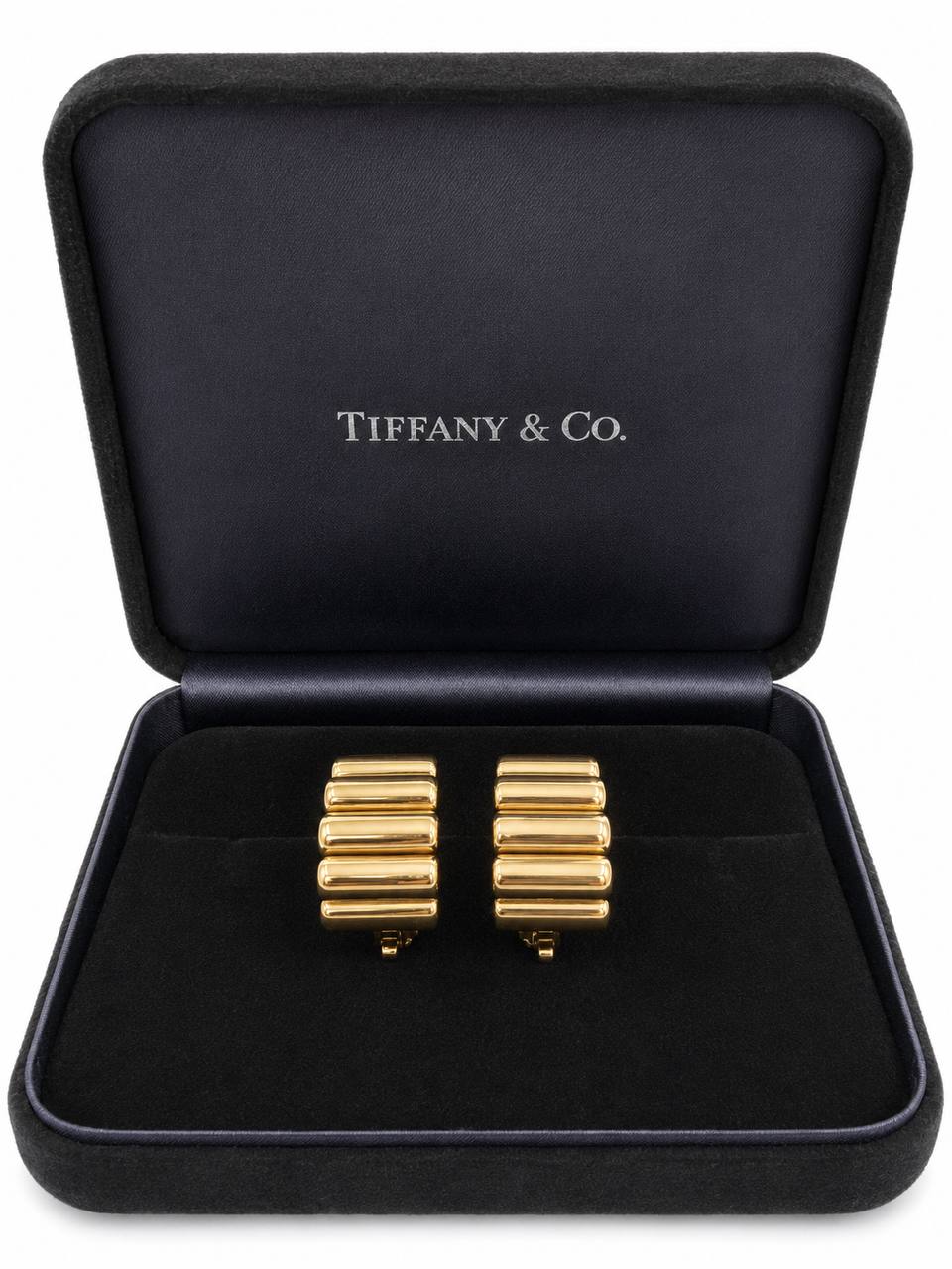 Authentic Tiffany & Co. 14K Gold Huggie Wide Clip On Earrings Pat. 2423905