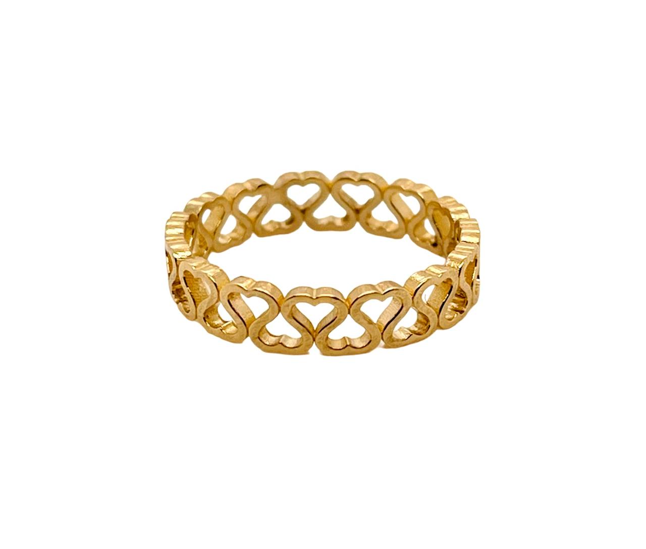 14k Yellow Gold Heart Eternity Band Ring 4 mm Size 4-11